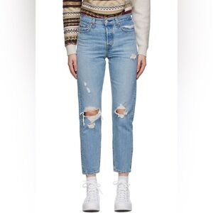 LEVI'S Blue Distressed Wedgie Fit Ankle Jeans size 27